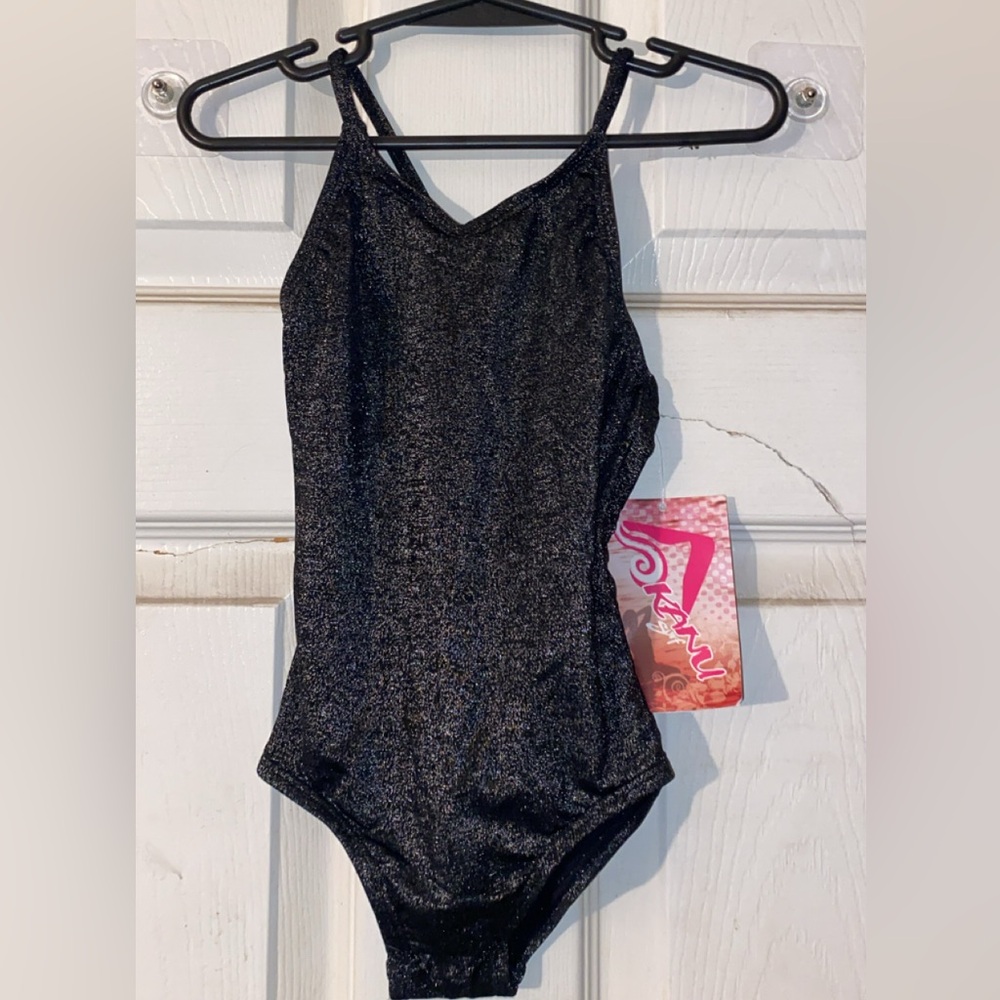 Shimmery Black little girls bathing suit